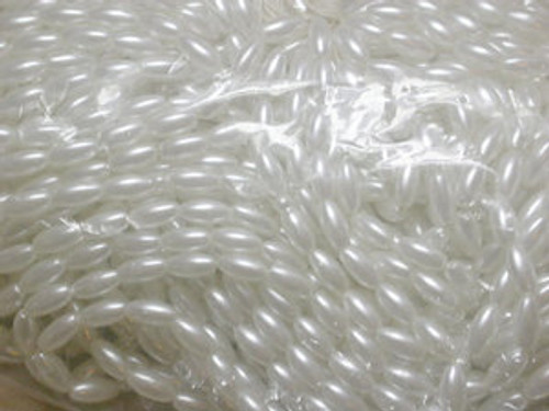 Strung Pearlised Beads 60" Strings 8mm x 4mm Antique White