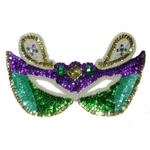 Sequin Applique - Mardi Gras Mask Purple - Face Size