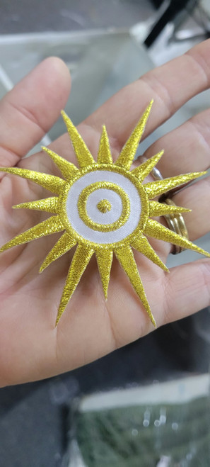 Sunburst Metallic Gold & White Embroidered Iron on Applique