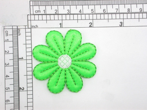 Daisy Flower  2 1/4" Sateen Embroidered Applique Iron On  green