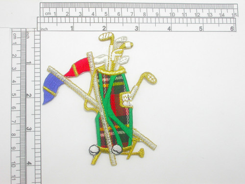 Golf Bag Patch with Flags Iron On Embroidered Applique
Measures 4" tall x 3 5/8" across