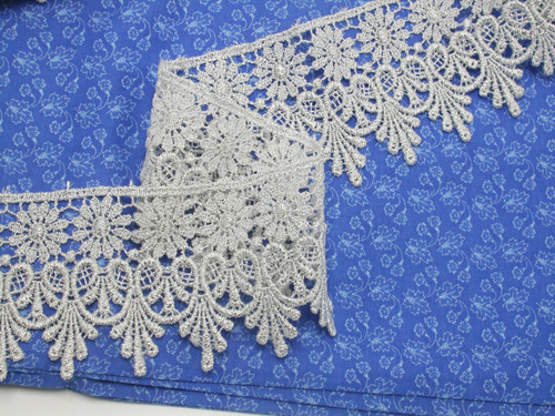 Venise Lace 2 3/4" (69.85mm) Metallic Silver Priced Per Yard