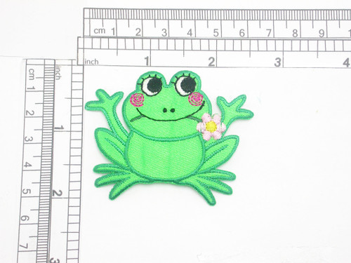 Frog Patch with Flower  2" x 2 1/2"