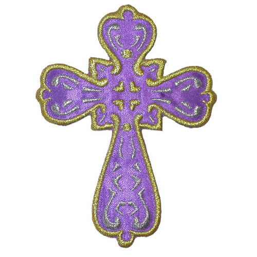 Sacred Heart Cross 3 7/8" high Purple