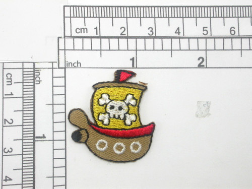 Pirate Ship Patch Iron On Embroidered Applique 1 1/4" x 1 1/4"