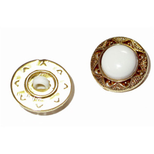 Shank Button 9/16" Gold & White - 12 Pack