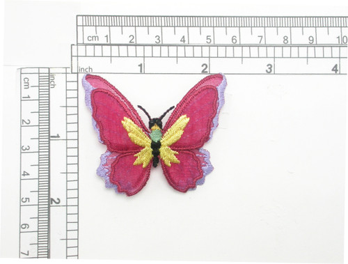 Butterfly Patch Burgundy Layered Large Iron On Embroidered Applique