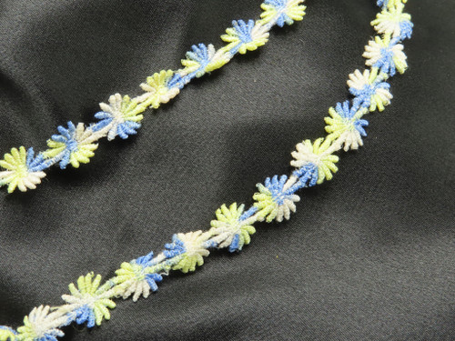 Venice Lace Daisy 1/2" Blue White & Yellow 10 Yards
90% Rayon 10% Acrylic
Machine Wash Cold - Dry Low Heat