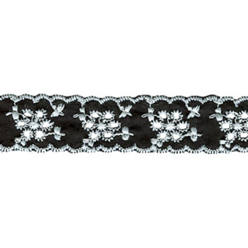 Eyelet 7/8" Black with White 15 Yards