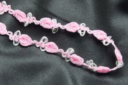 Rosebud Braid 3/8" Pink & White Sparkle 10 Yards