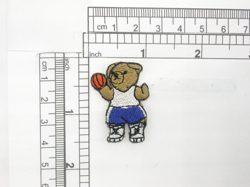 Basketball Bear Patch Iron On Embroidered Applique 1 1/2" x 1" (38mm x 25mm)
 Fully Embroidered
