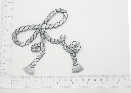 Nautical Knot Silver Rope Embroidered Iron On Patch Applique