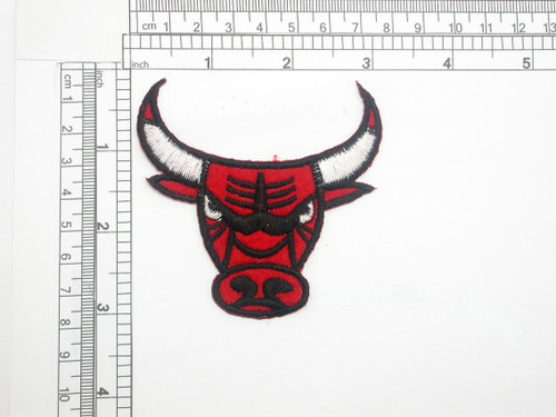 Bull Head Patch Red Iron On Embroidered Applique