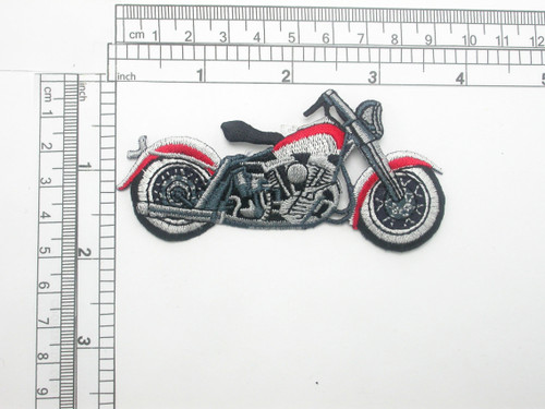 Motorcycle Red/Black Patch Embroidered Iron On Applique