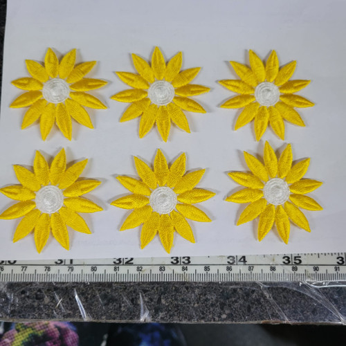 6 x Daisy Yellow 12 Petal Iron On Patch Applique
Fully Embroidered