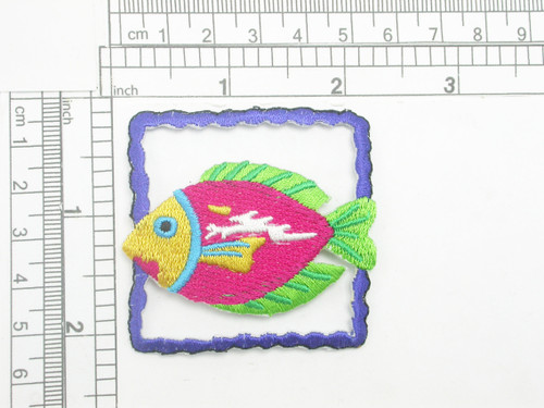 Fish in Wave Border Iron On Patch Applique 
Fully Embroidered
Measures 2 " high x 2" across