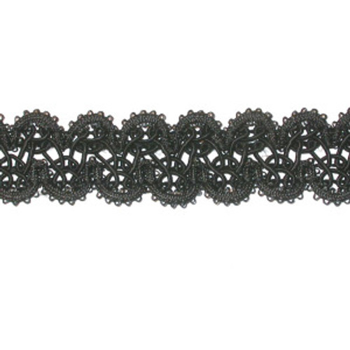 Braid 1 1/8" Black Fancy  5 Yards