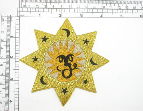 Zodiac Leo Astrology Star Iron On Embroidered Applique 4 1/8"