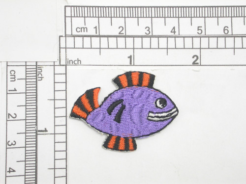 Tropical Marine Fish Purple & Orange Iron On Patch Applique
Fully Embroidered 
Measure 1 5/8" long x 1 1/4" high