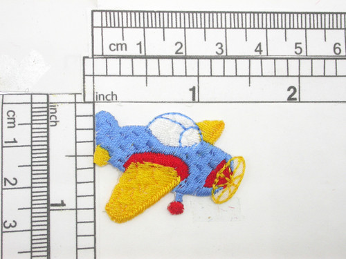 Airplane Applique Iron On Embroidered Patch 1 1/2" x 1 5/16"
Fully Embroidered in Primary colors & White
Measures 1 1/2" across x 1 5/16" high