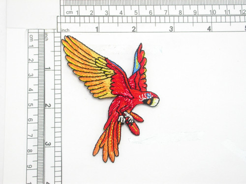 Orange Parrot Patch Macaw Iron On Embroidered Applique