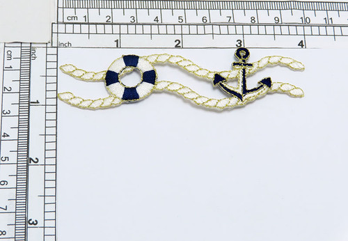 Nautical Rope Anchor Preserver Iron On Applique
Fully Embroidered
Measures 3 7/8" across x 1 1/8" high