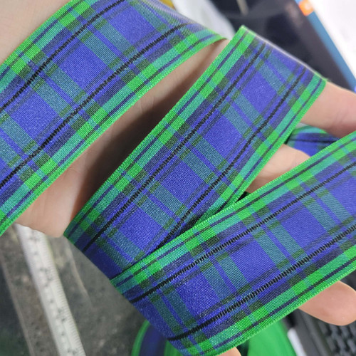 Plaid Tartan Ribbon 1 1/2" Blue Green 5 Yards