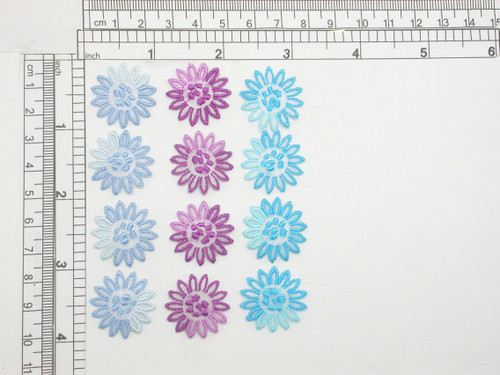 4 x Flower Sheer Mini *Colors* Iron On Patch Appliques
Embroidered on a sheer Backing
Measures 1" across x 1" high across approximately