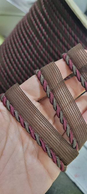 Cordedge Piping 3/16" on 1/2" Lip Brown & Wine 10 Yards