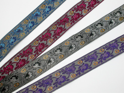 Jacquard Ribbon 1 1/4" (31.75mm) Metallic Florals *Colors* Per Yard