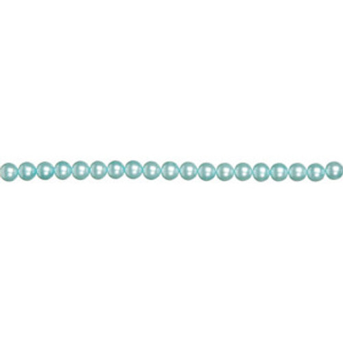 Strung Glass Beads 10mm Pearl 7" String Aqua