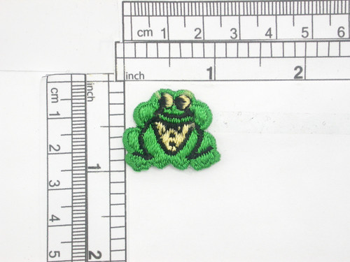 Frog Patch Iron On Embroidered Applique 1 1/8" x 7/8"
 Fully Embroidered