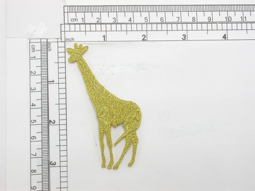 Giraffe Metallic Gold Embroidered Iron On Patch Applique