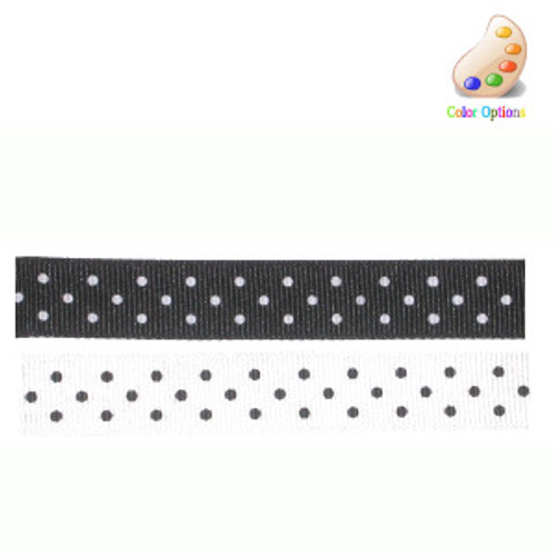 Black Grosgrain Ribbon 11/16" White Polka Dot 50 Yard Roll