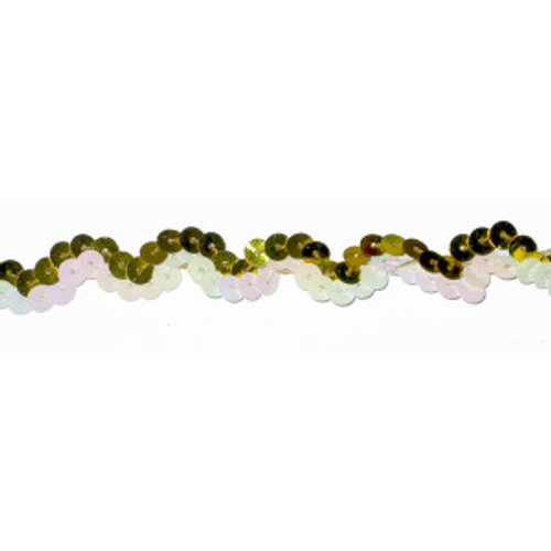 Sequin Trim 5/8" Gold & Opal White  Priced Per Yard