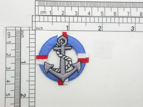 Life Preserver Blue Iron On Patch Applique 

Fully Embroidered 
Measures 1 5/8" across x 1 5/8" high