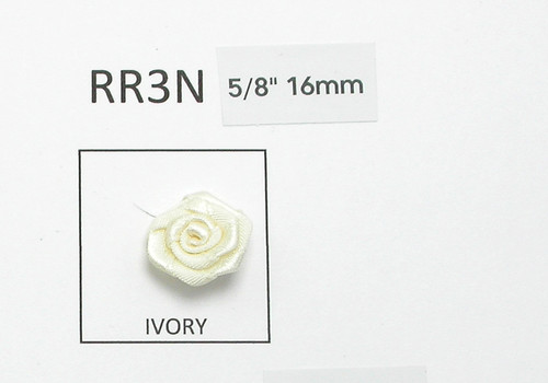 Ribbon Rose 5/8" (16mm) No Leaf Ivory 24 Pack