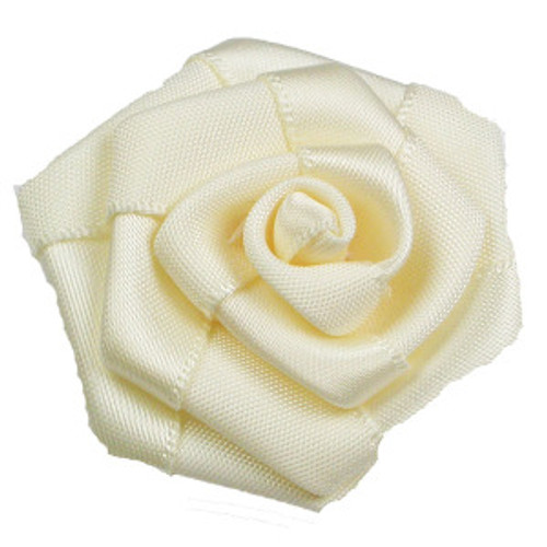 Ribbon Rose Flat  1 1/2" 38mm 10 Pack - IVORY