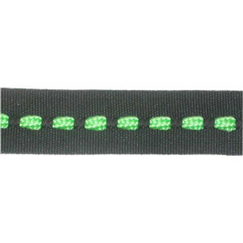 Webbing 15/16" Black with Green Flat Cord Insertion 2 3/4 Yards