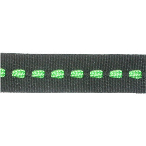 Webbing 15/16" Black with Green Flat Cord Insertion 3 1/4 Yards