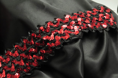 Stretch Sequin Trim 2 3/4" 70mm wide Black & Red Selling Per Yard sewing Trim dressmaking waistband