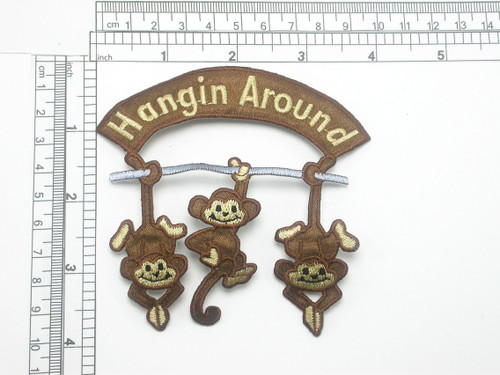 Monkeys Patch Hanging Around Embroidered  Iron On Applique