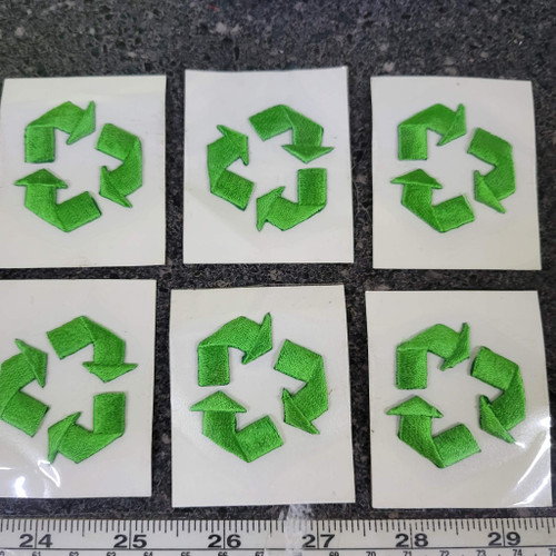Embroidered Recycle Symbol Iron-On Applique Patch (1 1/2") 6 Pack