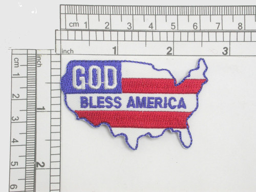 God Bless America Embroidered Iron On Patch Applique

Embroidered on White Backing

Measures 2 1/2" high x 2 1/2" wide approximately