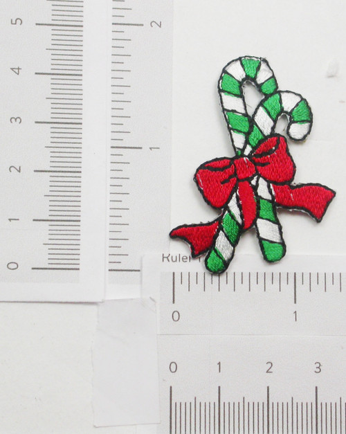 Candy Canes 1 3/4" high x 1 1/2" Iron On Patch Applique