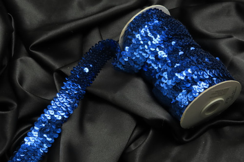 Sequin Stretch 1 1/4" 32mm Royal Blue 10 Yard Roll