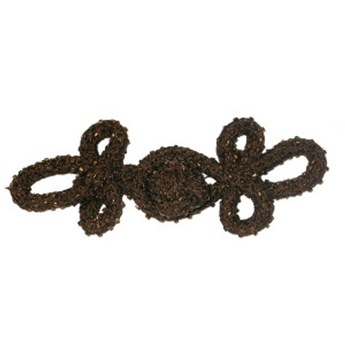 Frog Closure Brown Chunky  with Glass Bugle Beads,