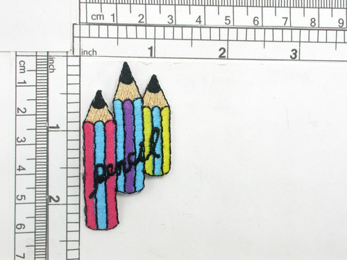 Pencil Trio A Iron On Patch Applique 

Fully Embroidered 

Measures 2 1/4" high x 1 1/4" wide approximately
