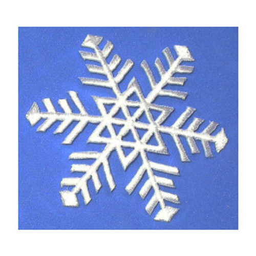 Snowflake White Iron On Patch Applique Embroidered