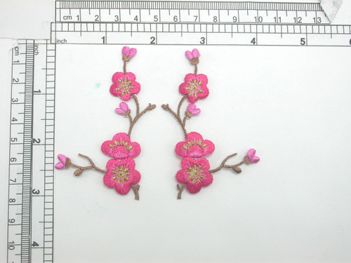 Cherry Blossom Patch Left and Right Embroidered Iron On Appliques
Measures 3" high x 1 7/8" each piece